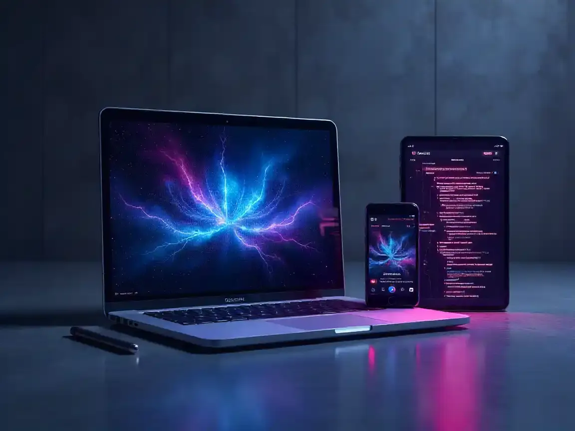 Laptop, Smartphone und Tablet mit moderner Web-Oberfläche